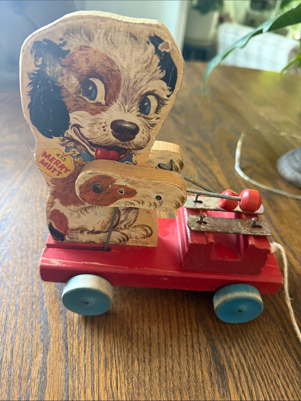 Vintage Merry Mutt -Red Pull-Along Puppy Toy